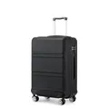 KONO Koffer Trolley Hartschale Handgepäck Zwillingsrollen Leichtgewicht ABS Kabinentrolley Reisekoffer Zahlenschloss 55cm (Schwarz)