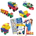 Clics Konstruktionsspielzeug für Kinder ab 3 Jahre, kreatives Lernspielzeug im 160 Teile Set, Bausteine für Mädchen und Jungen, Montessori STEM-Spielzeug, Starterset im Eimer 8 in 1,