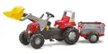 Rolly Toys 811397 rollyJunior RT | Traktor mit Frontlader | Lader und Anhänger rollyFarm Trailer | Flüsterreifen u Sitzverstellung | Motorhaube öffenbar | ab 3 Jahren | Farbe rot/schwarz/grau