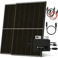 Solarway Balkonkraftwerk 800W mit Envertech Wechselrichter Steckdose Komplettset 2x 440W Solarmodule Solaranlage Flachdach Halterung