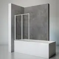 Schulte Duschwand Smart inkl. Klebe-Montage, 87 x 121 cm, 2-teilig faltbar, 3 mm Sicherheits-Glas Klar hell, Alu-Natur