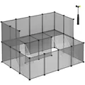 SONGMICS Kleintierkäfig, 2-stöckig mit Metallgittertreppen 143x108x92cm, grau
