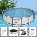 Bestway Steel Pro MAX 488x122cm Pool m. Filterpumpe und Zubehör Gartenpool 5612Z