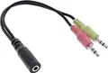 INLINE - Headsetadapter - Mini-Phone Stereo 3,5 mm (M) bis 4-poliger Mini-Stecker (W) - 0.15 m - Schwarz