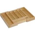 Relaxdays Besteckkasten Bambus Natur Ausziehbar Verstellbar 5,5 cm x 31,5 cm x 37 cm bis 5,5 cm x 49 cm x 37 cm 1,5 kg