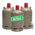 3x 11 kg Propan Gasflasche grau gefüllt Inkl. Lecksuchspray