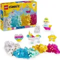 LEGO Classic Zauberbox mit durchsichtigen Steinen - Farbenfrohe Bausteine und Aufhängersteine - Einhorn, Drache, Pinguin und weitere Figuren - Bas... - Bunt