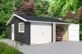 Garage Satteldach 44 mm Falkland mit Holztor grau 595x595 cm Lasita