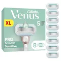 Gillette Venus Pro Smooth Sensitive Rasierklingen Damen, 8 Original Ersatzklingen für Damenrasierer, Nassrasierer für Empfindliche Haut