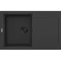 Reginox Einbauspüle mit Abtropffläche Bari 10 - robuste Granitspüle, Spülbecken inklusive Siebkorbventil, Granit nero-black - Schwarz