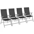 SONGMICS Gartenstuhl 4er Set, Klappstuhl, Outdoor-Stuhl, mit Metallgestell, 8-Fach verstellbare Rückenlehne, bis 150 kg belastbar, schwarz GCB30BK