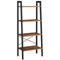 Vasagle Bücherregal LLS44X, schwarz / vintage braun, aus Metall / Holz, 4 Ebenen, 56 x 137,5 x 34cm