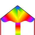 Ecoline Simple Flyer Radient Rainbow 85 Kinderdrachen Flugdrachen Einleiner Drachen zum steigen lassen wenig Wind ab 5 Jahre 42x85cm+1.5m Drachenschwanz inkl 17kp Polyesterschnur 25m auf Griff 2-5 Bft