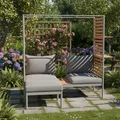 Balkonlounge 2-Sitzer COCOONING - anthrazit - Alu - Holz - Hocker - wetterfest