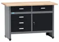 KÜPPER Werkbank 12049, 5 Schubladen, 1 Tür, 300 kg Traglast, 30 mm Buchenarbeitsplatte