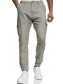 Indicode Herren Booth Cargohose aus Leinen & Baumwolle mit 6 Taschen | Stoffhose für Männer Dark Olive, L