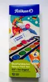 PELIKAN Malkasten Deckfarbkasten K12 blau 12 Farben + Deckweiß