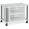 Relaxdays TV Tisch Weiß mit Rollen mit 2 Fächern 45 cm x 60 cm x 40 cm 8,6 kg