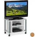 Relaxdays Tv-Tisch, Weiß, Holzwerkstoff, Kunststoff, Textil, 60x45x40 cm, Wohnzimmer, TV Möbel