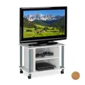 Tv tisch mit rollen Fernsehtisch fahrbar 2 Fächer TV Rack mit Rollen 15 kg