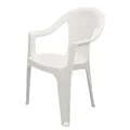 Spetebo Stapelbarer Gartenstuhl in weiß - Monoblock in Rattan Optik aus Kunststoff - Stapelstuhl Kunststoffstuhl (1 Stück - weiß)
