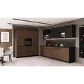 Küche MONZA SIENA LOFT 280 + 180 Küchenzeile Küchenblock Nussbaum Okapi Schwarz