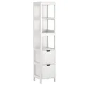 osoltus Badezimmer Hochschrank 3 Fächer und 2 Körbe herausnehmbar | Badschrank Hampton viel Stauraum bei geringer Fläche 30 x 30 x 144cm weiß