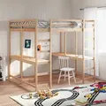 vidaXL Hochbett mit Schreibtisch & Leiter 160x200 cm Massivholz Kiefer