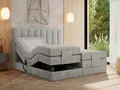 MKS MEBLE Boxspringbett 140x200 elektrisch verstellbar 7-Zonen Taschenfederkern Matratze und Topper Bett 140x200 mit Motor Polsterbett Motorbett - Comforto - Hellgrau Strukture - H3