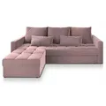 Masseno Ecksofa, Rosa, Kunststoff, 3-Sitzer, L-Form,L-Form, 220x140 cm, Wohnzimmer, Sofas & Couches, Wohnlandschaften, Ecksofas