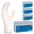 200x ARNOMED Einweghandschuhe Weiß, Einmalhandschuhe L, Handschuhe Einweg 200 Stück/Box, Gummihandschuhe puderfrei, latexfreie Nitrilhandschuhe in S, M, L & XL, Putzhandschuhe, Koch-/Küchen-Handschuhe