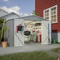 XXXL Metall Gerätehaus mit Fundament Satteldach 300x252x191cm Geräteschuppen Garten Schuppen Pultdach Grau - Grau