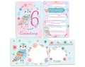 Junapack 12 Einladungskarten incl. 12 Umschläge zum 6. Kindergeburtstag Einladung zum sechsten Geburtstag Mädchen Eule