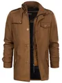 Indicode Herren Brandon Kurzmantel mit Stehkragen | Herrenmantel Wollmantel Mantel Männer Camel, L