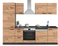 Küchenzeile Vicco Optima Goldkraft Eiche/Anthrazit 270 cm ohne Arbeitsplatte, mit Hochschrank, Model 55574