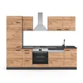 Vicco Küchenzeile Optima, Goldkraft Eiche/Anthrazit, 270 cm ohne Arbeitsplatte, mit Hochschrank, zur individuellen Anordnung und Erweiterung geeignet