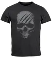 Neverless® Herren T-Shirt Totenkopf Skull Totenschädel Skelett Print Aufdruck Fashion Streetstyle Anthrazit 3XL