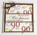 5  Einladungskarten zum 90. Geburtstag  in creme-braun-tönen