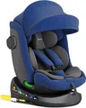Kindersitz 360° drehbar mit Isofix, ECE R129, 0–36 kg, verstellbar, neigbar, atmungsaktiver Bezug, 5-Punkt-Gurt, Top Tether, Autokindersitz für Babys & Kinder 0–12 Jahre,Farbe:Schwarz / Blau
