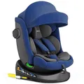 Kindersitz 360° drehbar mit Isofix, ECE R129, 0-36 kg, verstellbar, neigbar, atmungsaktiver Bezug, 5-Punkt-Gurt, Top Tether, Autokindersitz für Babys & Kinder 0-12 Jahre, Farbe:Schwarz/Blau