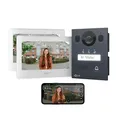Goliath Basic Video Türsprechanlage, 2 Draht Bus, 2X 7 Zoll Monitor, Aufputz Türklingel mit Kamera, Gegensprechanlage mit Türöffner und Klingel, 1 Familienhaus, Plug & Play, Smartphone App