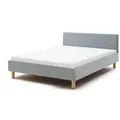 Meise Möbel Lena Polsterbett Holzfuß Eichenfarbig Kopfteil glatt - Eisblau 140x200 cm - Braun
