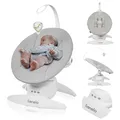 LIONELO Iris Elektrisch Babywippe 360o drehbar für Babys bis zu 9 kg Verstellbare Rückenlehne, 5 Wiegegeschwindigkeiten Rutschfester Sicherheitsgurt, 12 Melodien Bügel mit Spielzeug Babypflege