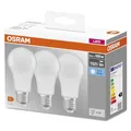 Osram LED Base Classic A, in Kolbenform mit E27-Sockel, Nicht Dimmbar, Ersetzt 100 Watt, Matt, Kaltweiß - 4000 Kelvin, 3er-Pack