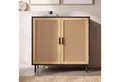 FINEBUY Sideboard FB100054 80cm mit 2 Türen in Rattan Wiener Geflecht Design Kommode (Kommode 2 Türen, Kommodenschrank Wiener Geflecht), 80x86,5x40 cm Anrichte Schwarz, Standschrank