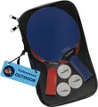 HUDORA Tischtennis Set Outdoor - 2 Tischtennisschläger, 3 Bälle und Tasche