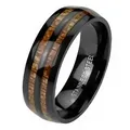 Taffstyle Fingerring Schwarzer Edelstahl Ring Holz Inlay Holzmaserung Größe 59 (18.8) (Moderner Holz Inlay Ring aus hochwertigem Chirurgenstahl), Doppel Holz Masserung Herrenring Damenring Freundschaftsring schwarz 59 (18.8)