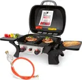 ProfiCook Gasgrill mit 2 Edelstahlbrennern, Tischgrill inkl. Gasdruckminderer und Gasschlauch, mit Temperaturanzeige - PC GG 1261