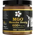 bee natural mgo 600+ premium monofloral neuseeland manuka honig in einem umweltfreundlichen echtglasgefäß aus nicht gefärbtem glas * 250g