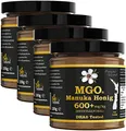 BEE NATURAL MGO 600+ PREMIUM MONOFLORAL NEUSEELAND MANUKA HONIG IN EINEM UMWELTFREUNDLICHEN ECHTGLASGEFÄß AUS NICHT GEFÄRBTEM GLAS * 4x 250G MANUKAHONIG # MGO 514 550 = UMF 15, 600 625 = UMF 16